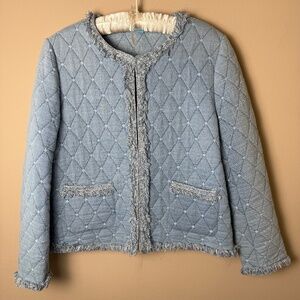 J McLaughlin Helene Quilted Jacket Womens Medium Light Denim Chambray Coat